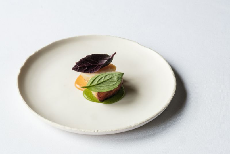 Osip--Roasted scallop with satay and different basils-Dave Watts